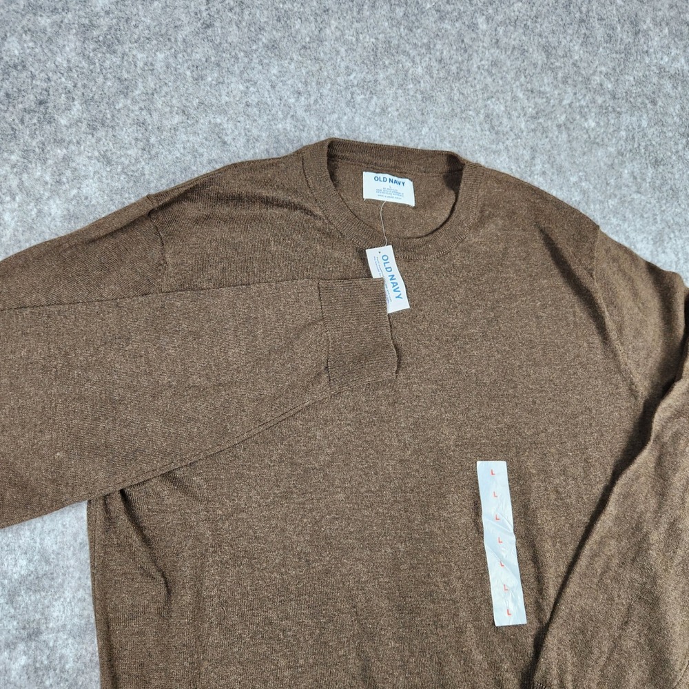 NWT Old Navy Sweater Men L Brown Crewneck Long Sleeve Casual Lightweight Knit